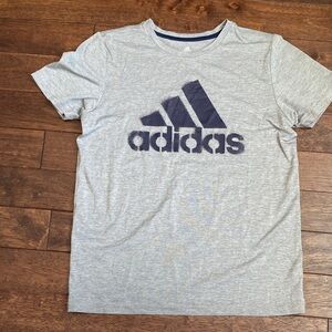 Adidas Kids Heather Gray Tee with Navy Logo